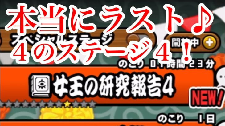 にゃんこ大戦争　攻略　女王の研究報告4　悪魔研究Ⅳ考察　ネコ女王の研究報告対象S4　出現タイミング　今でしょ　TheBattleCats　チャンネル登録グッドボタンお願いね　subscribe!