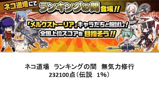 【にゃんこ大戦争】ネコ道場　ランキングの間　無気力修行　232100点（2022/9/01～2022/09/14）