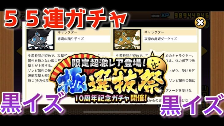 【極選抜祭】無課金で頑張る！猫缶6750個使って55連回す！黒イズ来てくれーーー【にゃんこ大戦争】