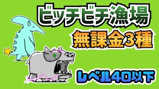 【安定攻略】ビッチビチ漁場  無課金3種40レベル以下で攻略【にゃんこ大戦争】