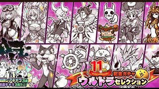 【にゃんこ大戦争】11th記念ガチャ ウルトラセレクション⭐  半額ガチャで洗脳キャラを狙います！！