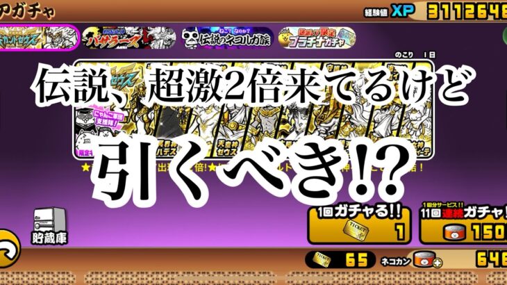 【にゃんこ大戦争】超激レア、伝説レア2倍来てるけど、引くべき!?か考えて見た