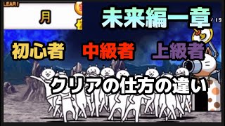 にゃんこ大戦争　未来編一章　月　初心者　中級者　上級者クリアの仕方の違い