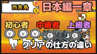 にゃんこ大戦争　日本編一章　西表島　初心者　中級者　上級者クリアの仕方の違い