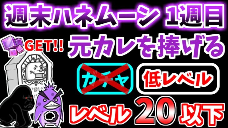 【にゃんこ大戦争】元カレを捧げる（週末ハネムーン 1週目 3ステージ目）を低レベル無課金キャラで攻略！【The Battle Cats】