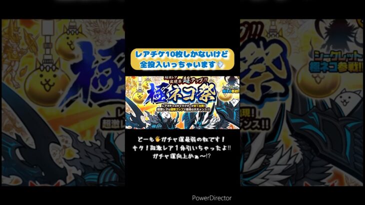 【にゃんこ大戦争】極ネコ祭_レアチケ10枚投入！ガチャ運最弱のはずが超激レア引いたった！ #shorts #にゃんこ大戦争 #ガチャ