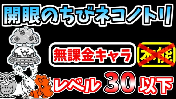 【にゃんこ大戦争】開眼のちびネコノトリ襲来！（ちびネコノトリ進化への道）を本能なし低レベル無課金キャラで攻略！【The Battle Cats】