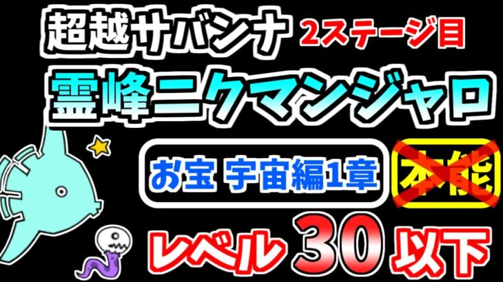 【にゃんこ大戦争】霊峰ニクマンジャロ（超越サバンナ 2ステージ目）を宇宙編のお宝1章、本能なし低レベル無課金キャラで攻略！【The Battle Cats】