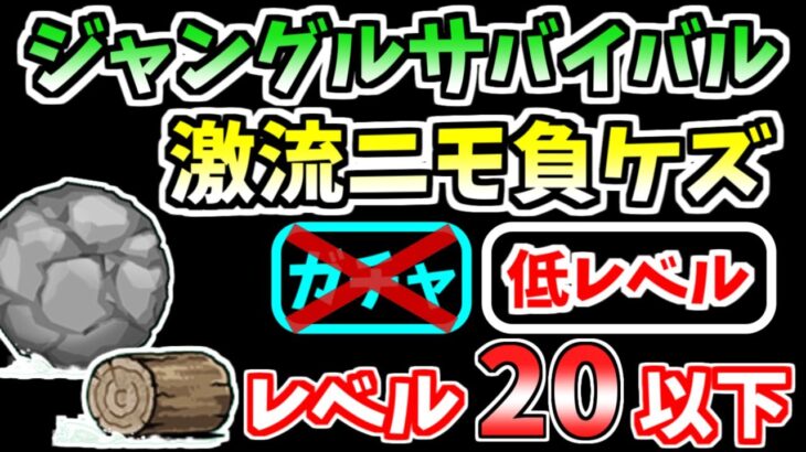 【にゃんこ大戦争】激流ニモ負ケズ（ジャングルサバイバル 4ステージ目）を低レベル無課金キャラで攻略！報酬全取りも解説【The Battle Cats】