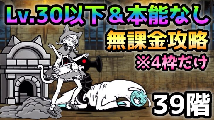 風雲にゃんこ塔 39階   Lv.30以下＆本能なし＆無課金放置で攻略　にゃんこ大戦争