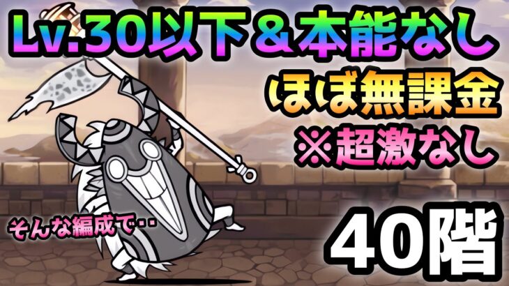 にゃんこ塔40階  これで勝てる！  全キャラLv.30以下＆本能なし＆ほぼ無課金攻略　にゃんこ大戦争