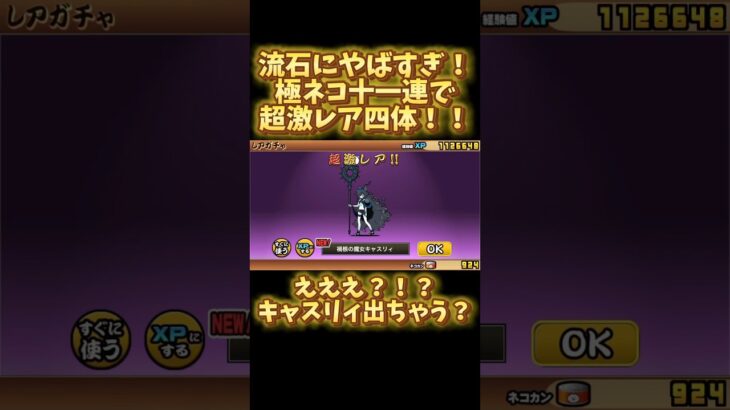 にゃんこ大戦争極ネコ祭十一連で超激レア四体！！流石に神引き!12周年おめ#にゃんこ大戦争ガチャ #にゃんこ大戦争