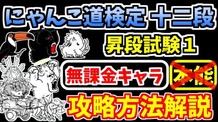 【にゃんこ大戦争】にゃんこ道検定 十二段（昇段試験1）を本能なし無課金キャラで攻略！【The Battle Cats】