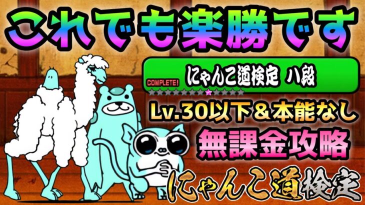 にゃんこ道検定 8段 昇段試験1  こんな編成でも勝てます！　Lv.30以下＆本能なし＆無課金４枠だけ　にゃんこ大戦争