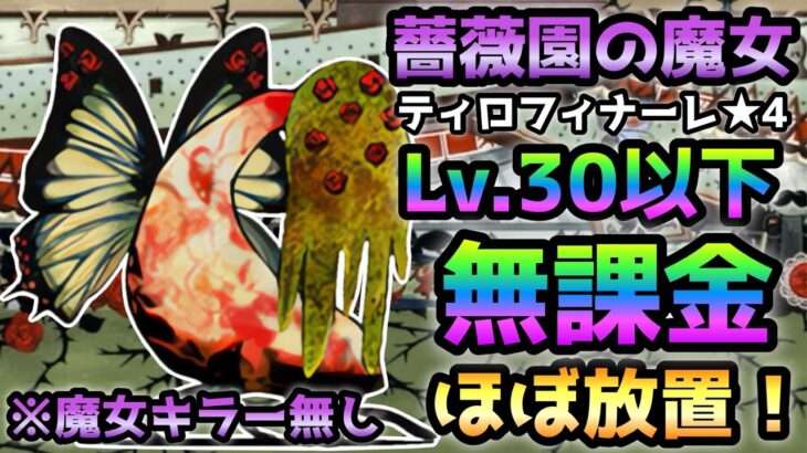 ティロフィナーレ★4(薔薇園の魔女)  ほぼ放置で勝てる！   Lv.30以下＆無課金＆魔女キラー無し　にゃんこ大戦争