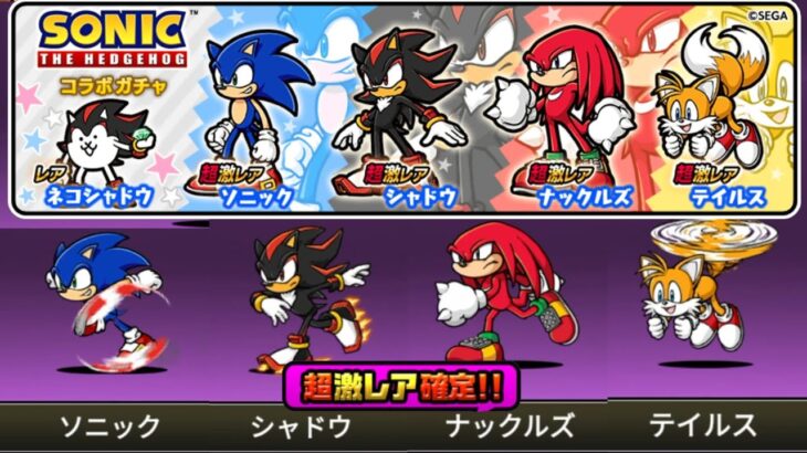 確定でコンプ！？「ソニックコラボガチャ」77連！【にゃんこ大戦争】