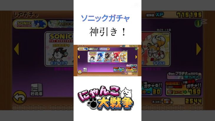 ソニックガチャを引いたら神引きしたぞ！当たりだろ。【にゃんこ大戦争】#shorts #にゃんこ大戦争 #ソニック #コラボ