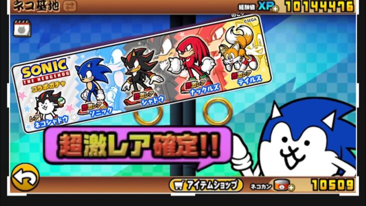 【にゃんこ大戦争】ソニックコラボガチャ　超激レア確定！