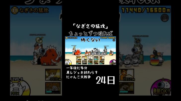 一年後に多分真レジェを終わらすにゃんこ大戦争24日目「なぎさの猛攻」#にゃんこ #にゃんこ大戦争 shorts